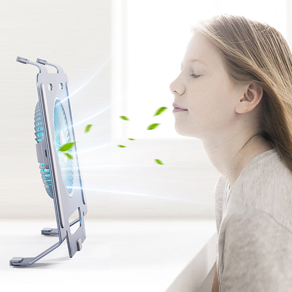 Aluminum Alloy Laptop Cooling Stand Radiator Notebook Cooler Summer Desktop Cooling Fan - Grey