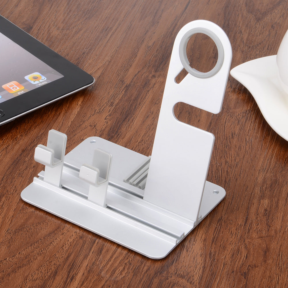 DIY Multifunctional Desktop Charging Cradle Stand Holder for Apple Watch, iPhone iPad Etc. - Silver Color