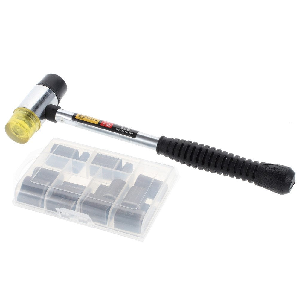 19Pcs/Set Manual Phone Leather Case Opening Hole Punch Metal Tool with Hammer