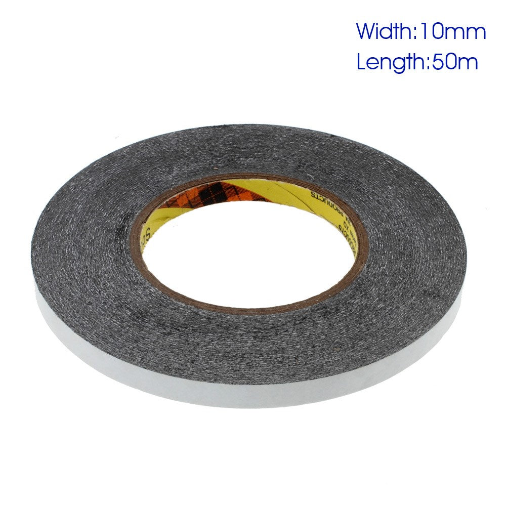 Black 50m x 10mm Adhesive Attachment Tape Double Side