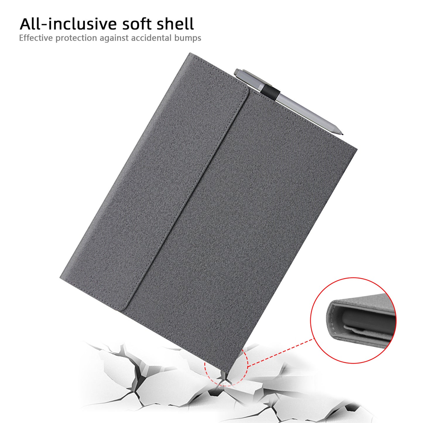 Cloth Texture TPU + Microfiber Leather Folio Flip Laptop Notebook Protective Case with Stand for Microsoft Surface Pro X