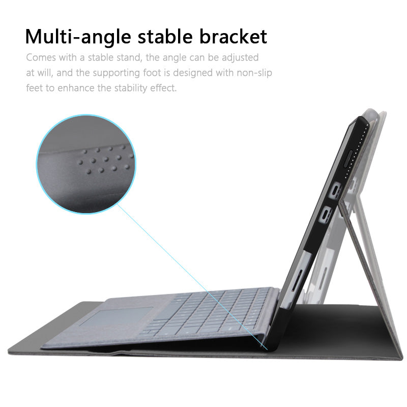Folio Flip Cloth Texture TPU + Microfiber Leather Laptop Notebook Bag Protective Case with Stand for Microsoft Surface Pro 8