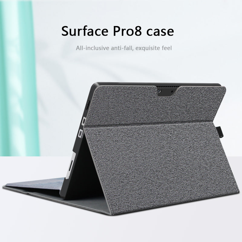 Folio Flip Cloth Texture TPU + Microfiber Leather Laptop Notebook Bag Protective Case with Stand for Microsoft Surface Pro 8