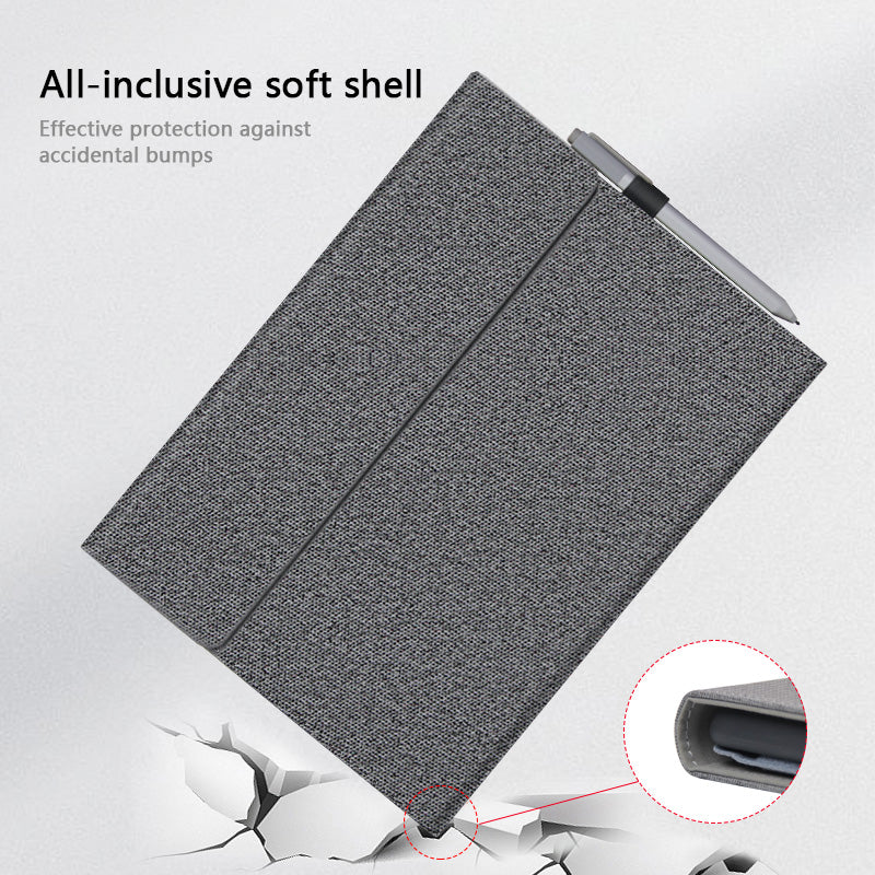 Folio Flip Cloth Texture TPU + Microfiber Leather Laptop Notebook Bag Protective Case with Stand for Microsoft Surface Pro 8