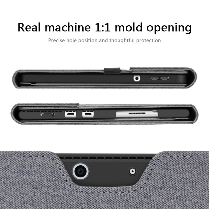 Folio Flip Cloth Texture TPU + Microfiber Leather Laptop Notebook Bag Protective Case with Stand for Microsoft Surface Pro 8