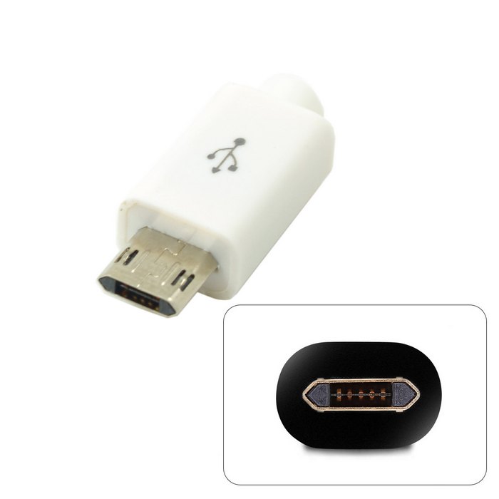 5Pcs Reversible DIY Micro USB 2.0 5Pin Male Plug Connector with Housing Cover for Cell Phone and Tablet Solder Type