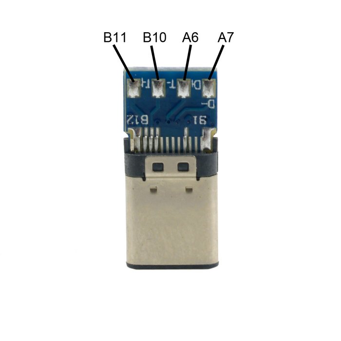 USB 3.1 Type-C Male Connector SMT Type Attached with PC Board