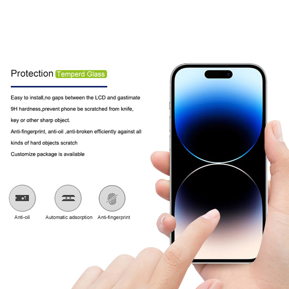 Uniqkart For iPhone 15 Pro Black Edge Full Glue Film Shatter-proof 3D Curved Tempered Glass Screen Protector