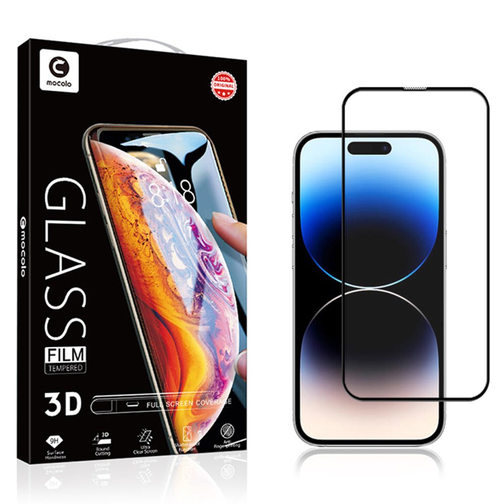 Uniqkart For iPhone 15 Pro Black Edge Full Glue Film Shatter-proof 3D Curved Tempered Glass Screen Protector