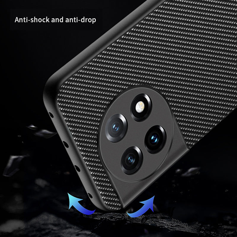 For OnePlus 11 5G Anti-slip Carbon Fiber Texture Phone Case Ultra Slim Shockproof Protective Cover - Black