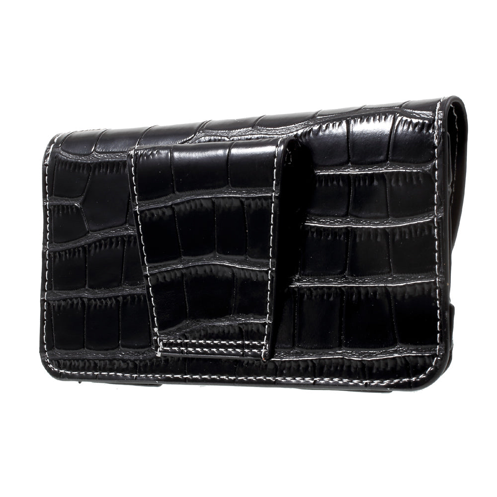 Crocodile Texture Universal Belt Clip PU Leather Holster Pouch for Samsung Galaxy S7 / iPhone 7 - Black