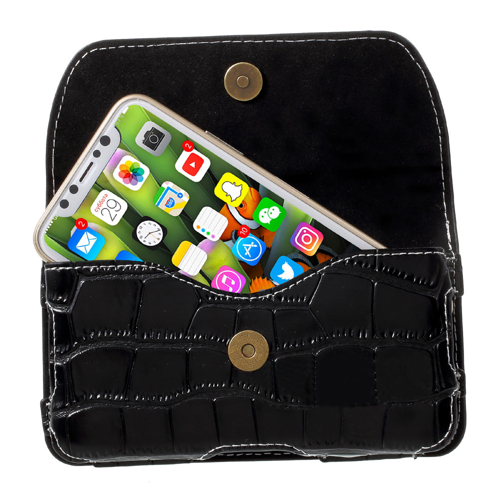 Crocodile Texture Universal Belt Clip PU Leather Holster Pouch for Samsung Galaxy S7 / iPhone 7 - Black