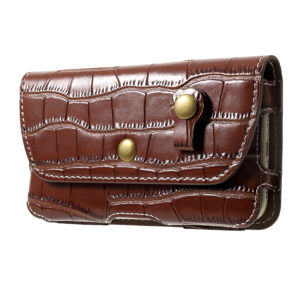Crocodile Texture Universal Belt Clip PU Leather Pouch Waist Bag for Samsung Galaxy S7 / iPhone 7 - Coffee