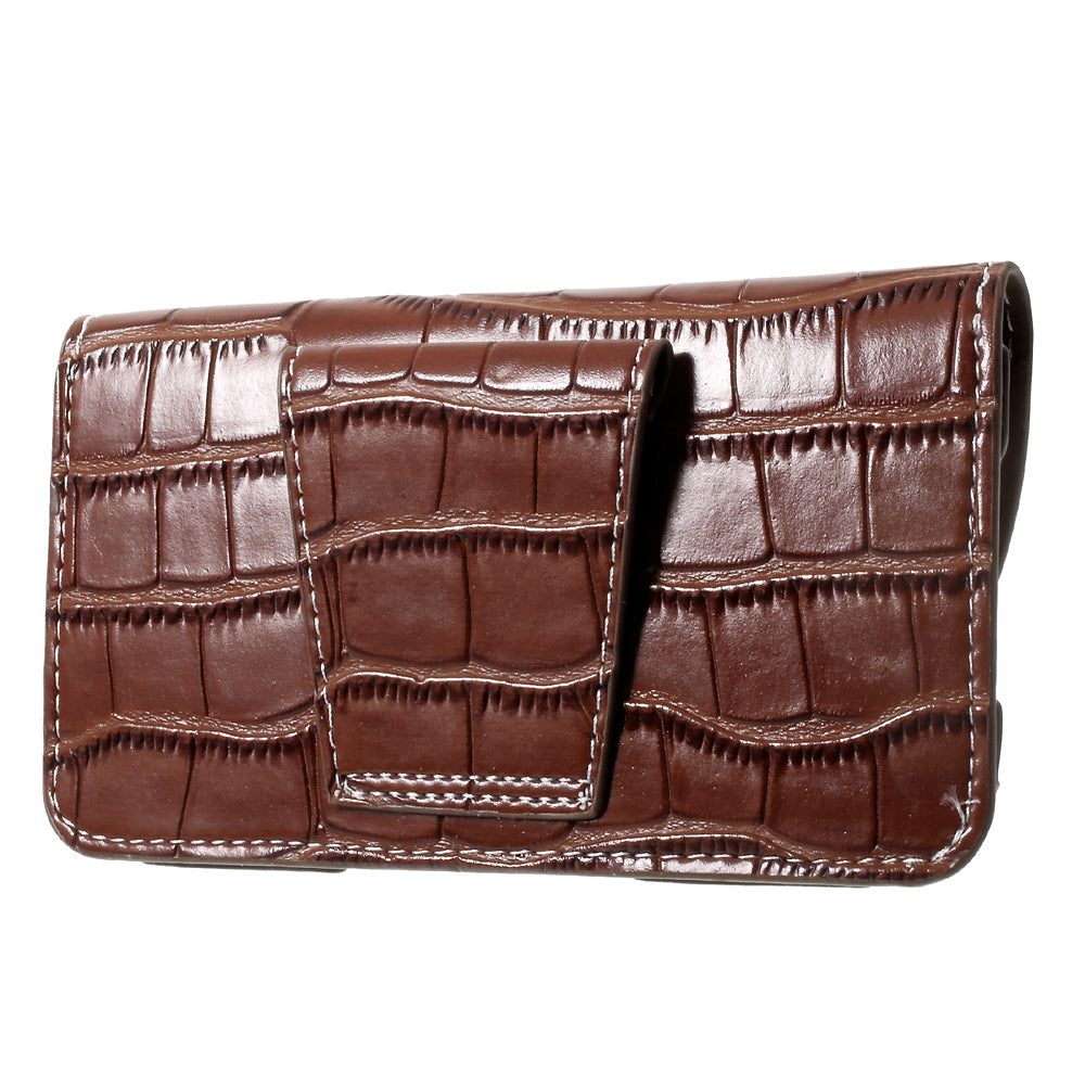Crocodile Texture Universal Belt Clip PU Leather Pouch Waist Bag for Samsung Galaxy S7 / iPhone 7 - Coffee