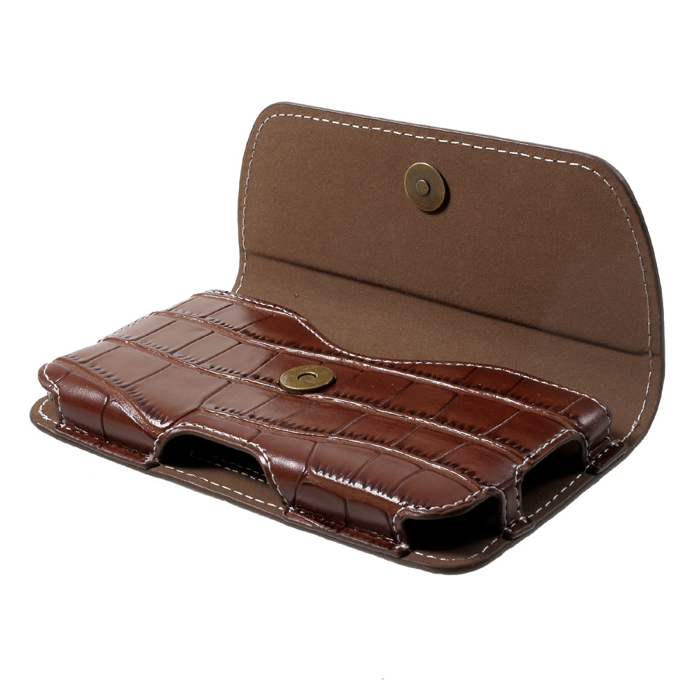 Crocodile Texture Universal Belt Clip PU Leather Pouch Waist Bag for Samsung Galaxy S7 / iPhone 7 - Coffee