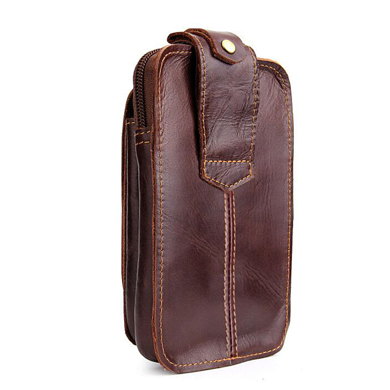 Vertical Design Crazy Horse Cowhide Leather Holster Pouch Waist Bag for 5.7-inch Phone - Style 002