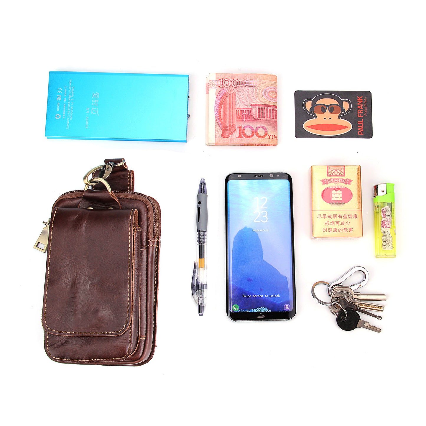 Vertical Design Crazy Horse Cowhide Leather Holster Pouch Waist Bag for 5.7-inch Phone - Style 002