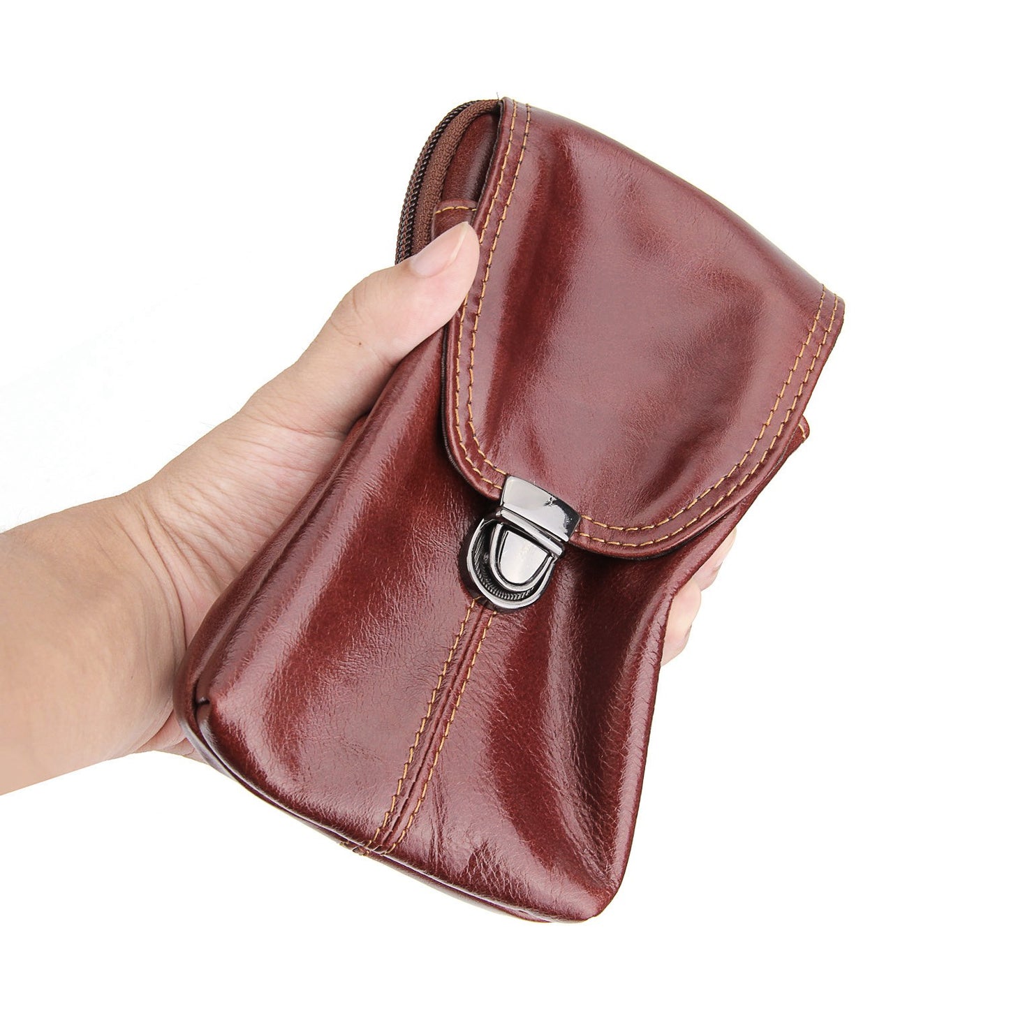 Uniqkart for 6.3-inch Phone Crazy Horse Texture Cowhide Leather Vertical Holster Pouch Bag - Style 003