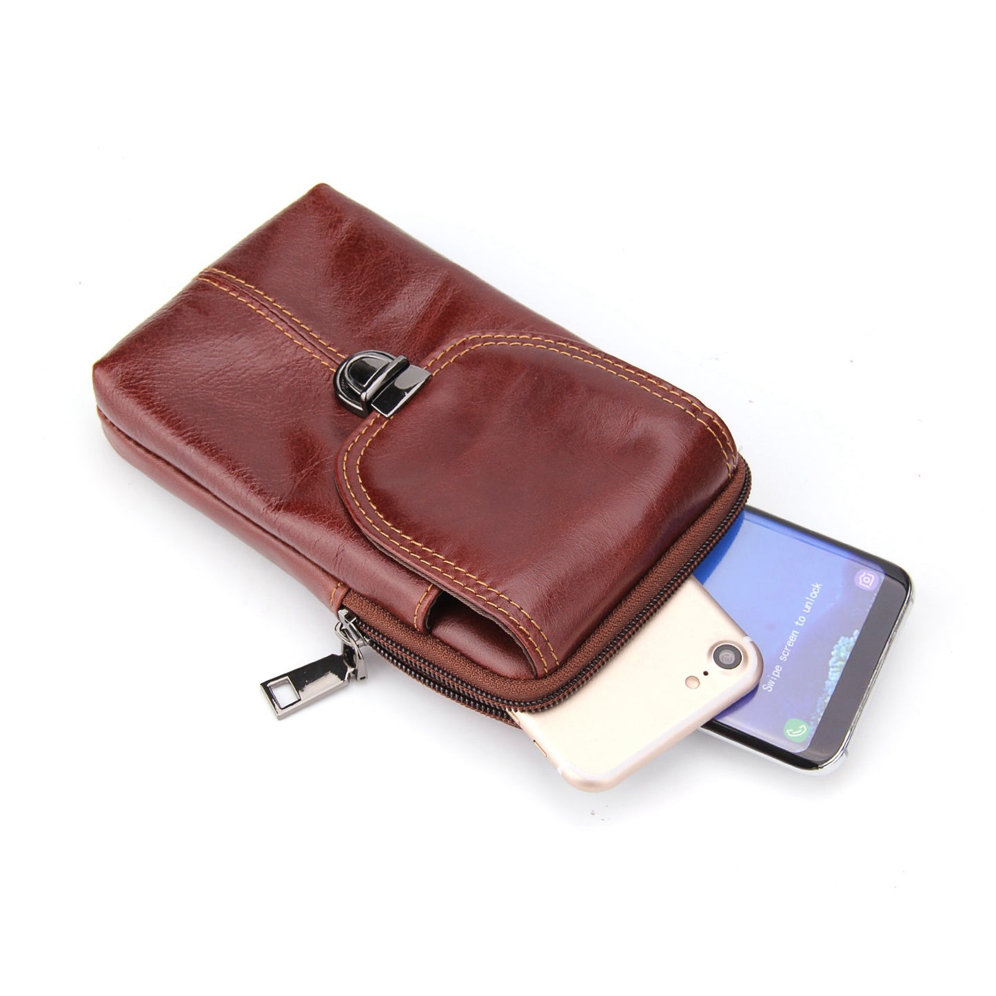 Uniqkart for 6.3-inch Phone Crazy Horse Texture Cowhide Leather Vertical Holster Pouch Bag - Style 003