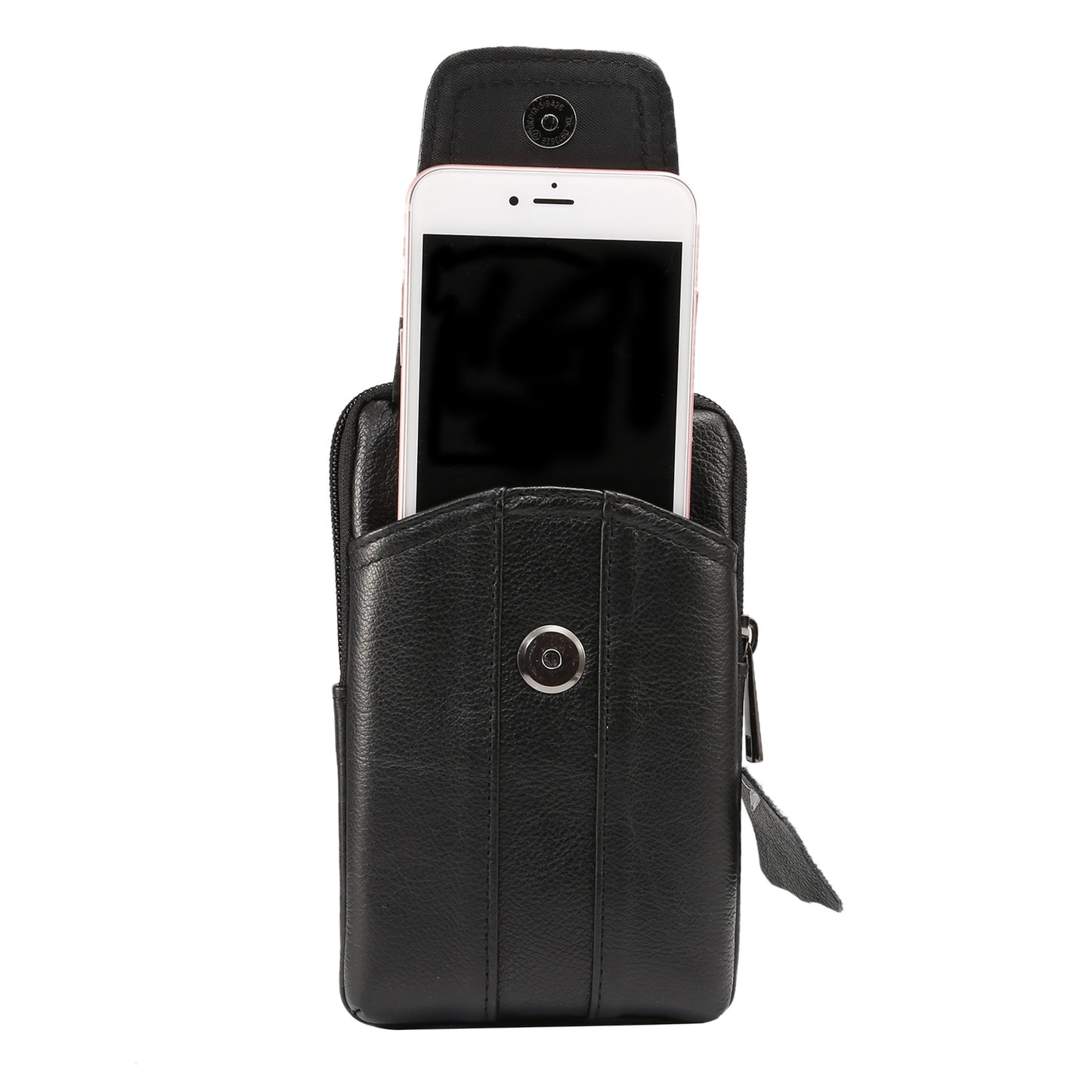 Universal Genuine Leather Vertical Holster Pouch Bag for Samsung S8/S8 Plus, Size: 16.5x10.7x2.0cm - Black