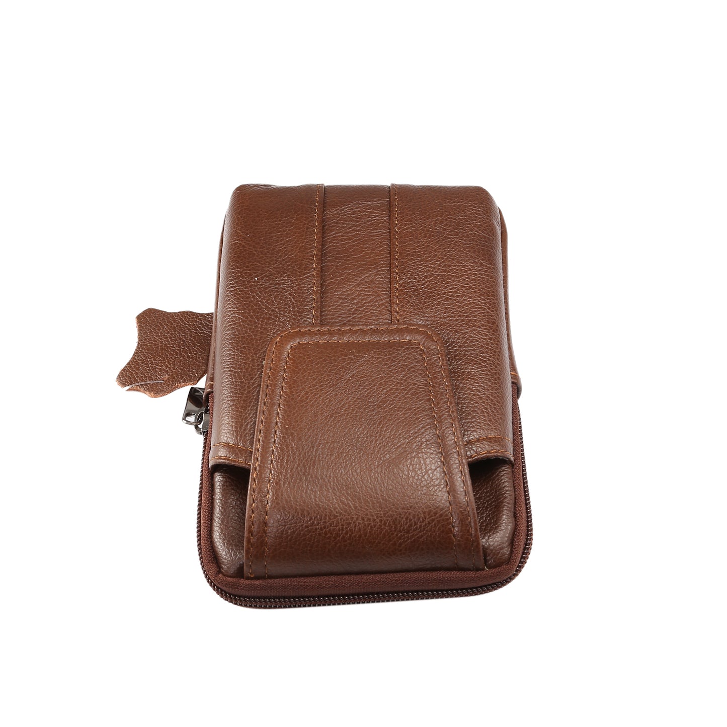 Universal Genuine Leather Zipper Vertical Pouch Case for Samsung S8/S8 Plus, Size: 16.5x10.7x2.0cm - Brown