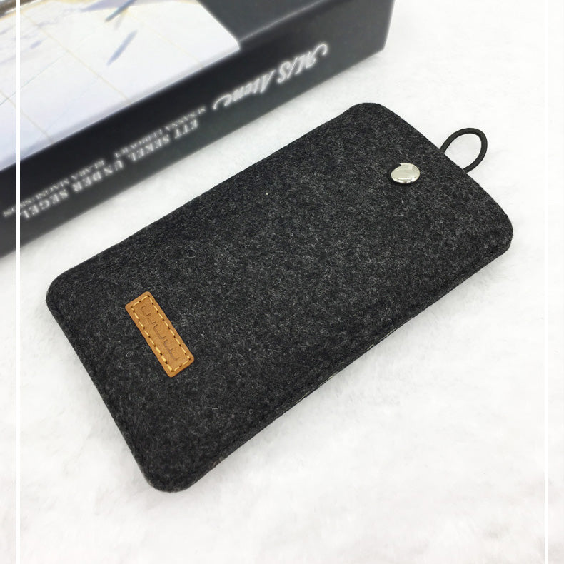 WUW P30 Portable Simple Style Phone Pouch Case for iPhone 8 / 7 etc. - Felt Material / Black