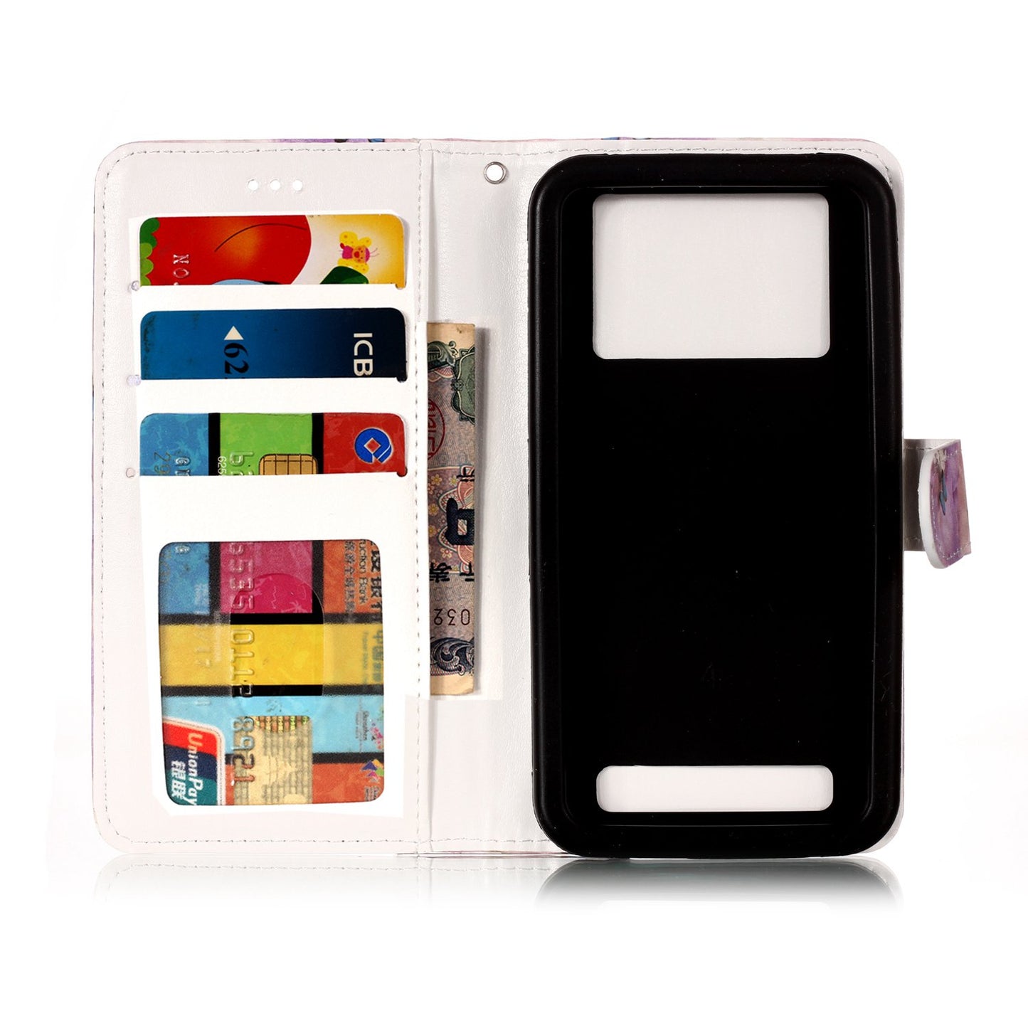 Blue Butterflies and Flower - Universal Embossed Patterned Leather Wallet Case for iPhone 8/LG K3 (2017)