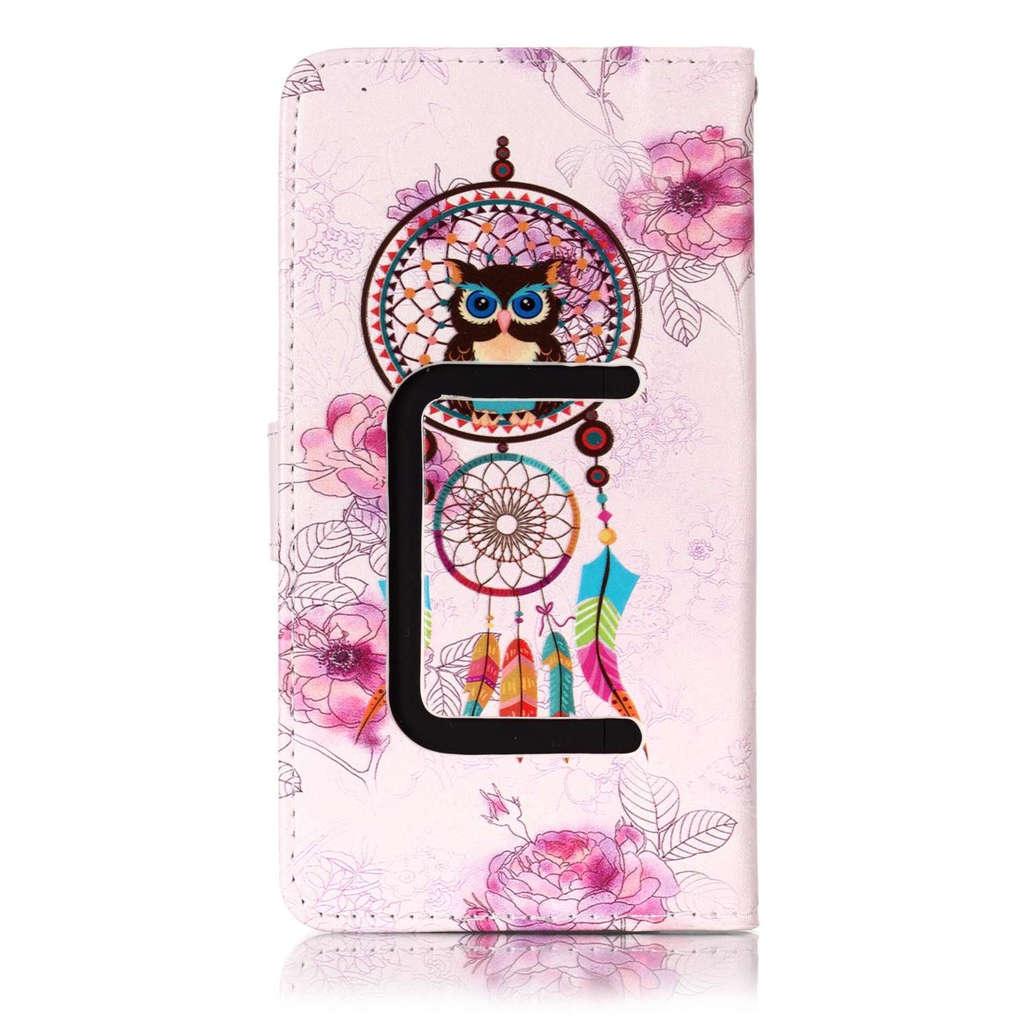 Dream Catcher and Owl - Universal Embossed Patterned Leather Wallet Case for iPhone 8/LG K3 (2017)