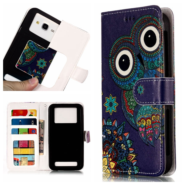 Tribal Style Owl - Universal Embossed Patterned Leather Wallet Case for iPhone 8/LG K3 (2017)