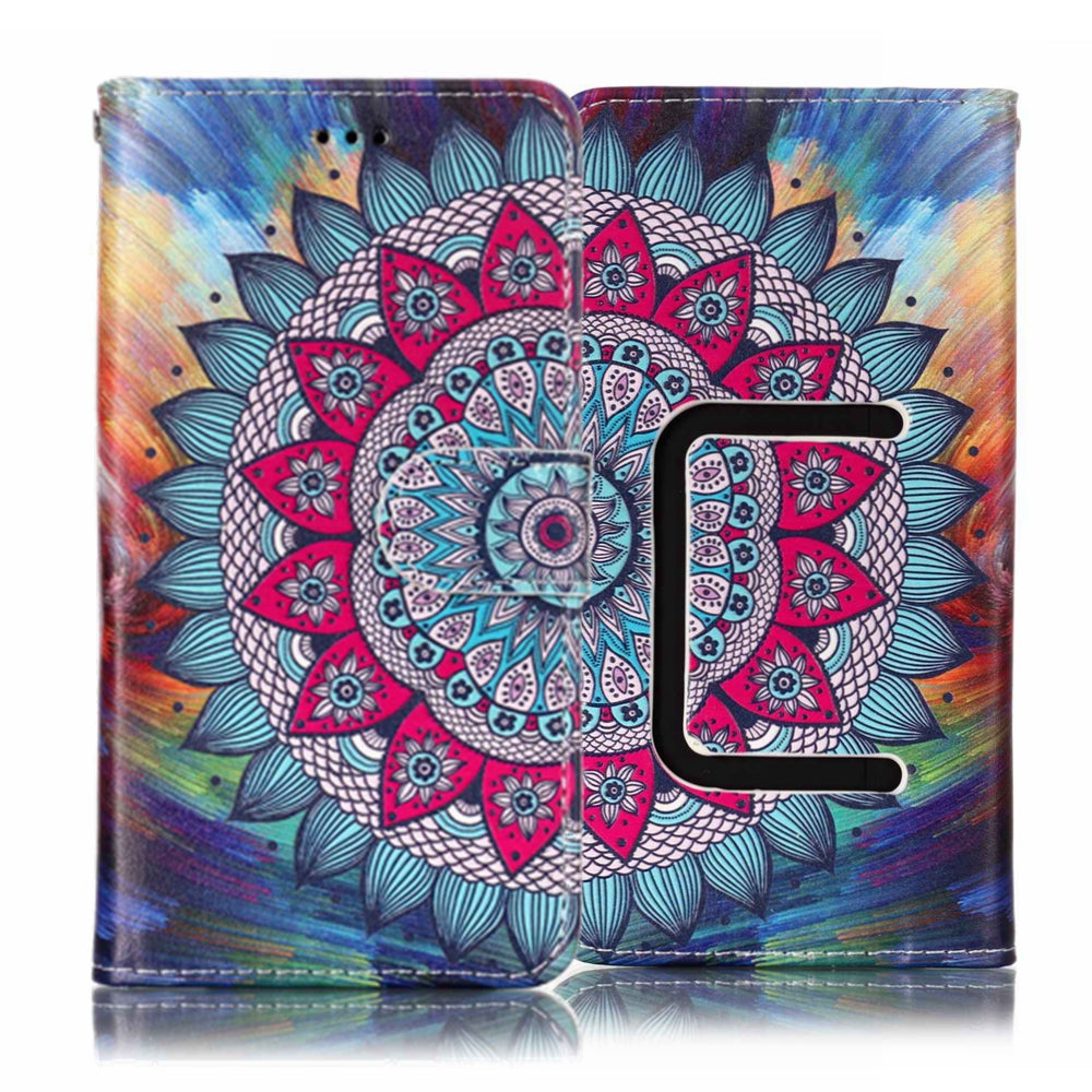 Mandala Flower - Universal Embossed Patterned Leather Wallet Case for iPhone 8/LG K3 (2017)