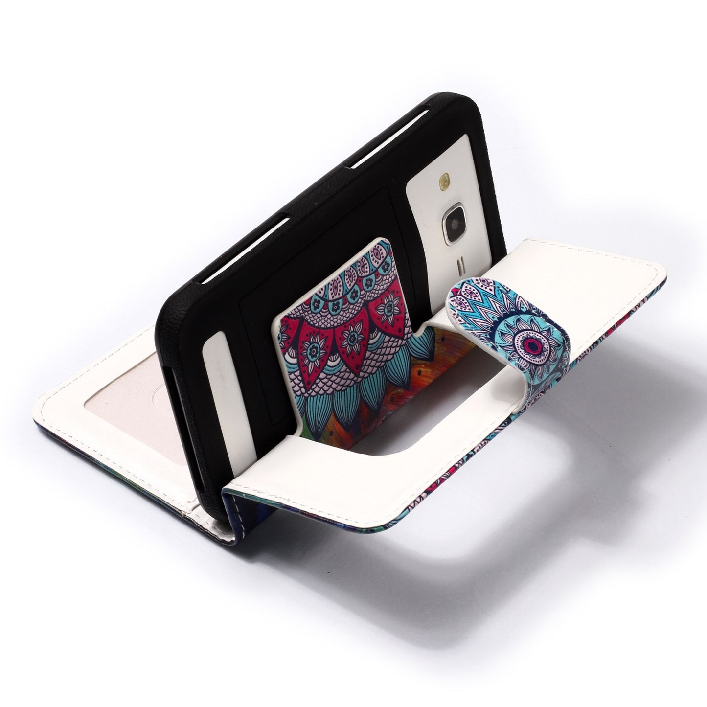 Mandala Flower - Universal Embossed Patterned Leather Wallet Case for iPhone 8/LG K3 (2017)