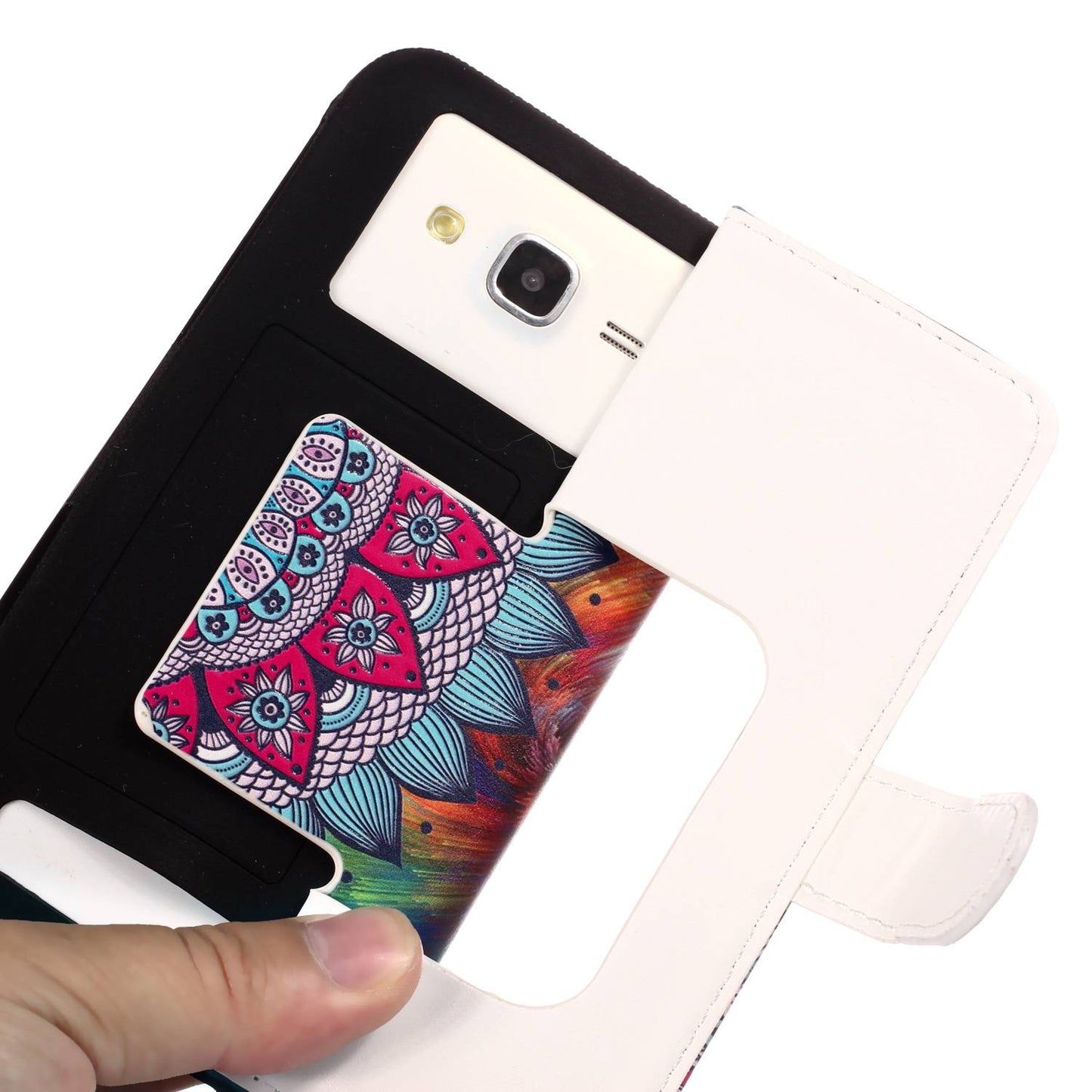 Mandala Flower - Universal Embossed Patterned Leather Wallet Case for iPhone 8/LG K3 (2017)