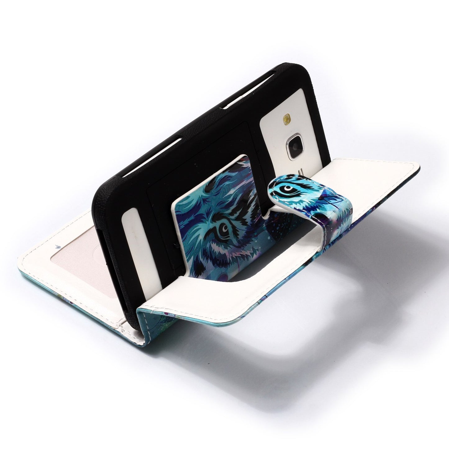 Wolf - Universal Embossed Patterned Leather Wallet Case for iPhone 8/LG K3 (2017)