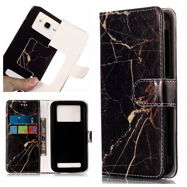 Black Gold Marble - Universal Pattern Printing Leather Wallet Mobile Phone Case for iPhone 8/LG K3 (2017)