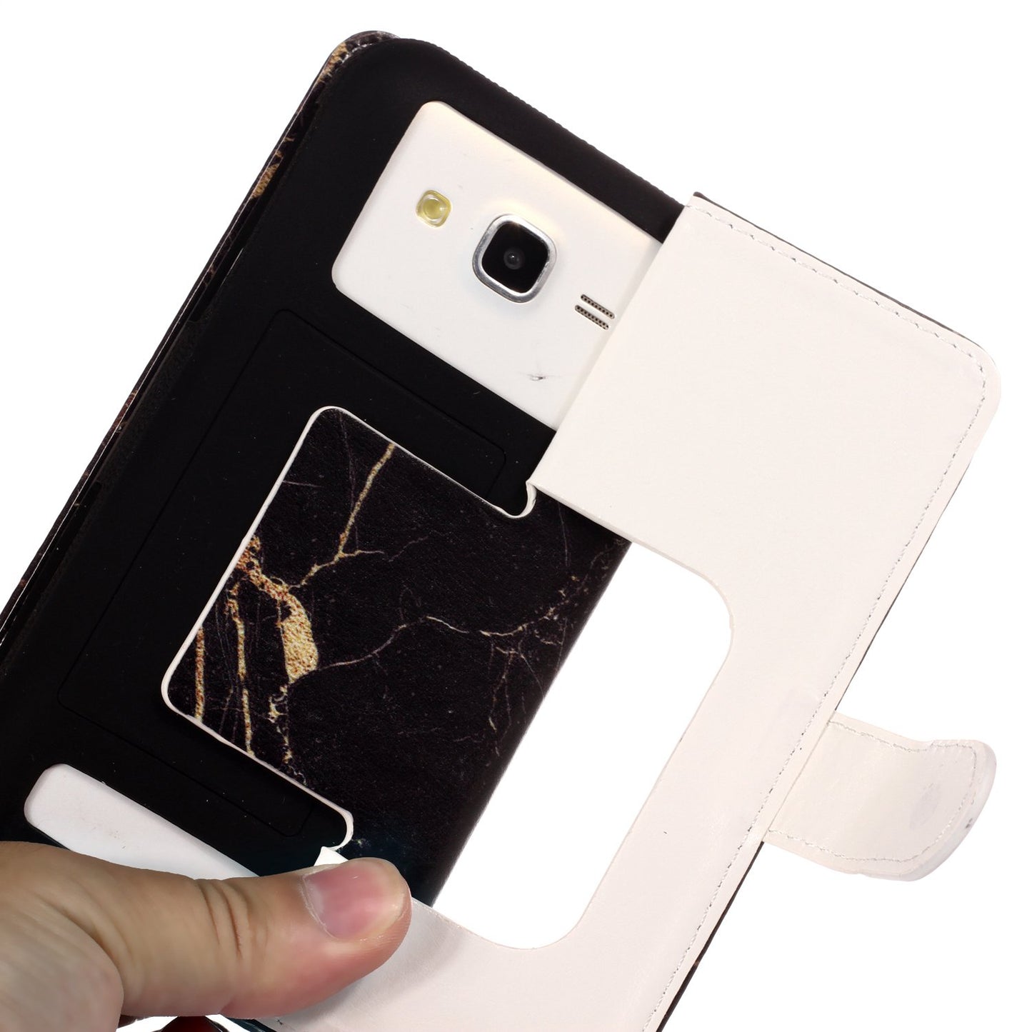 Black Gold Marble - Universal Pattern Printing Leather Wallet Mobile Phone Case for iPhone 8/LG K3 (2017)