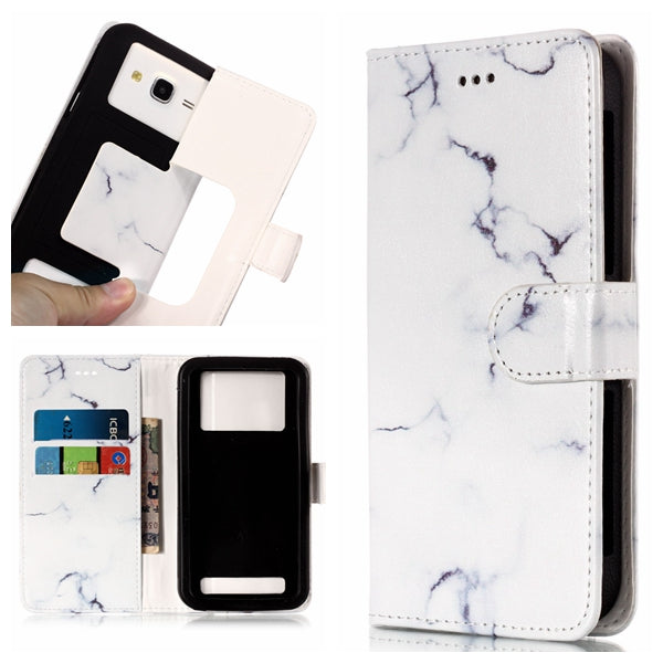 White Marble - Universal Pattern Printing Leather Wallet Mobile Phone Case for iPhone 8/LG K3 (2017)