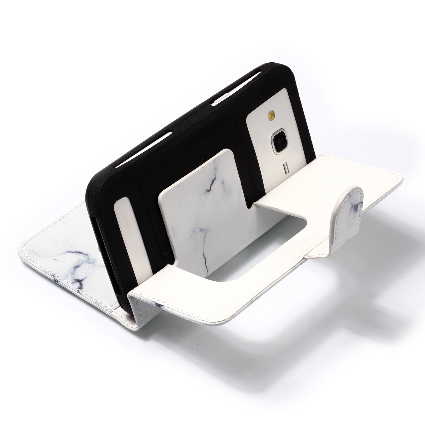 White Marble - Universal Pattern Printing Leather Wallet Mobile Phone Case for iPhone 8/LG K3 (2017)