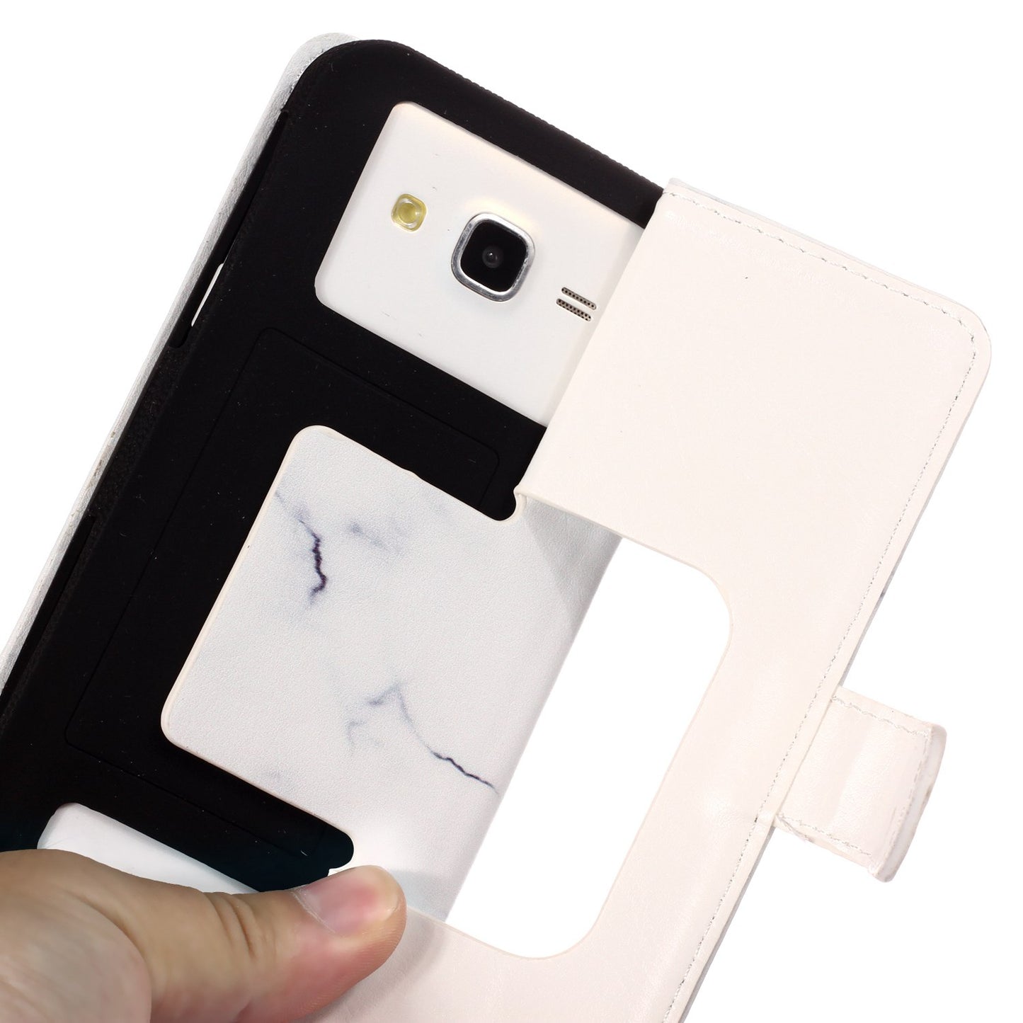 White Marble - Universal Pattern Printing Leather Wallet Mobile Phone Case for iPhone 8/LG K3 (2017)