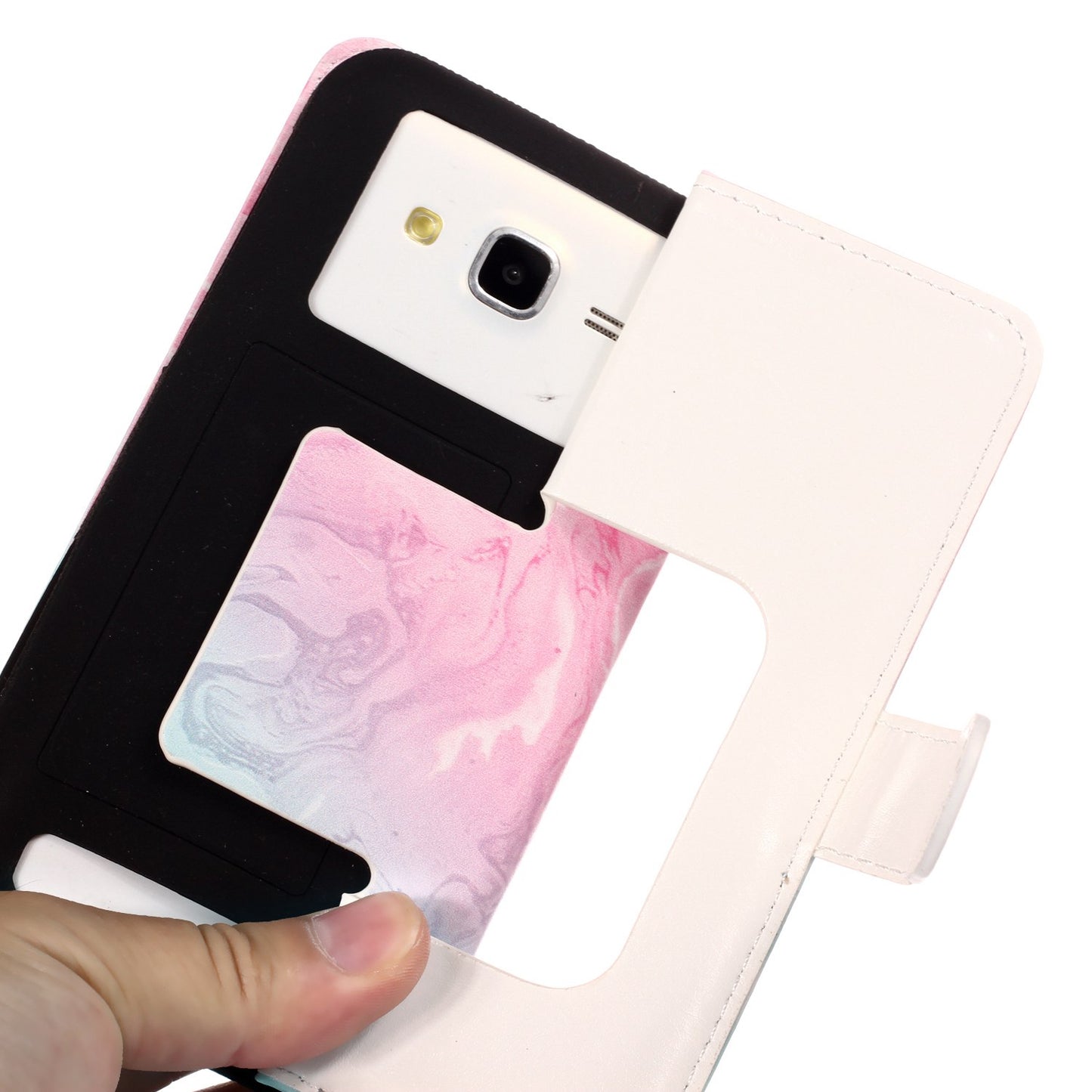 Blue and Rose Lava - Universal Pattern Printing Leather Wallet Mobile Phone Case for iPhone 8/LG K3 (2017)