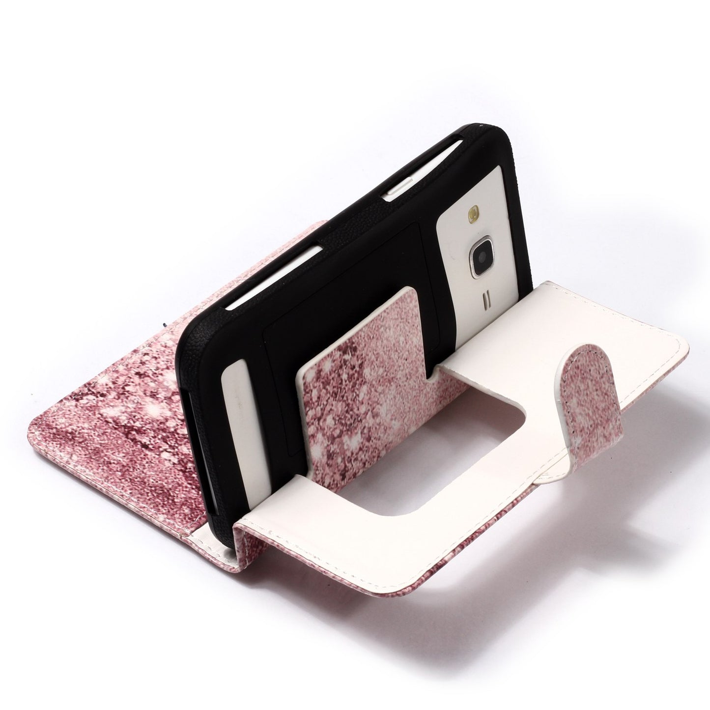 Glittery Sequins - Universal Pattern Printing Leather Wallet Mobile Phone Case for iPhone 8/LG K3 (2017)