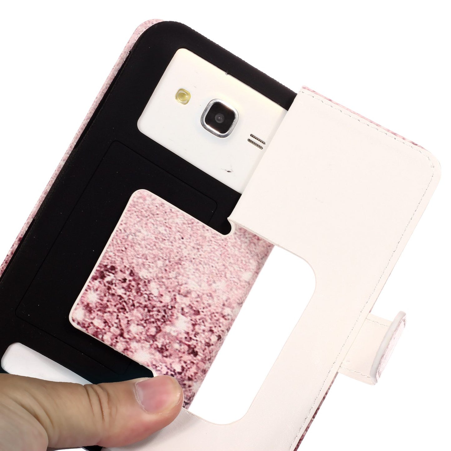 Glittery Sequins - Universal Pattern Printing Leather Wallet Mobile Phone Case for iPhone 8/LG K3 (2017)