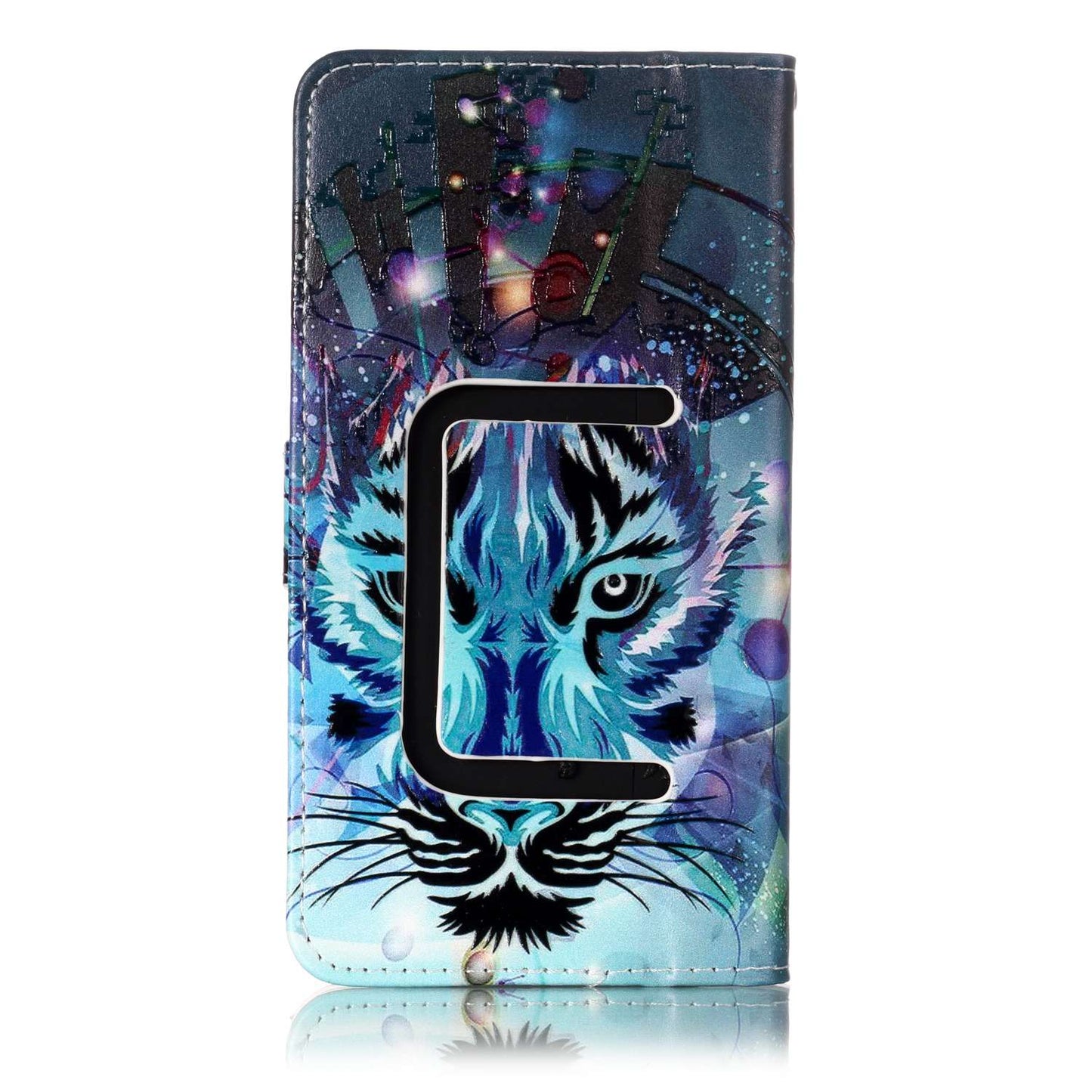 Wolf - Embossed Patterned Leather Wallet Universal Mobile Case for iPhone SE/Motorola Moto E