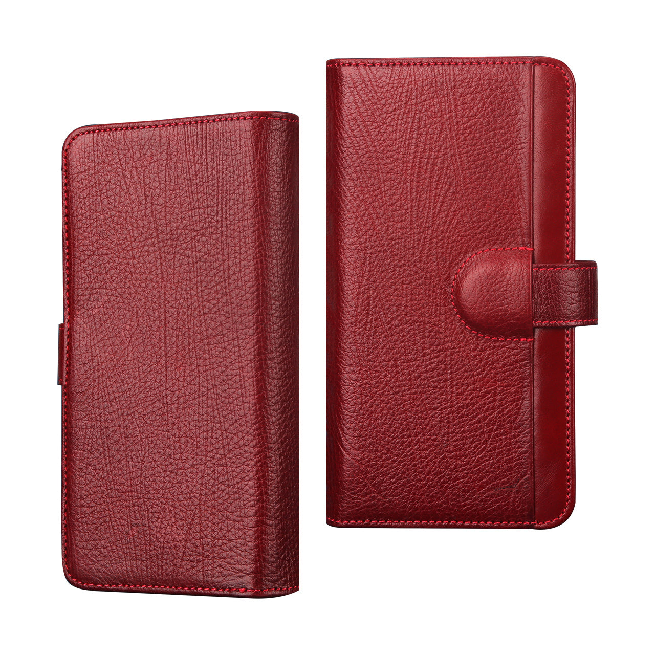 UKF-L04 4.7 inch Universal Genuine Leather Wallet Cell Phone Cover for iPhone 8 / 7 / 6s / 6 Etc. - Red
