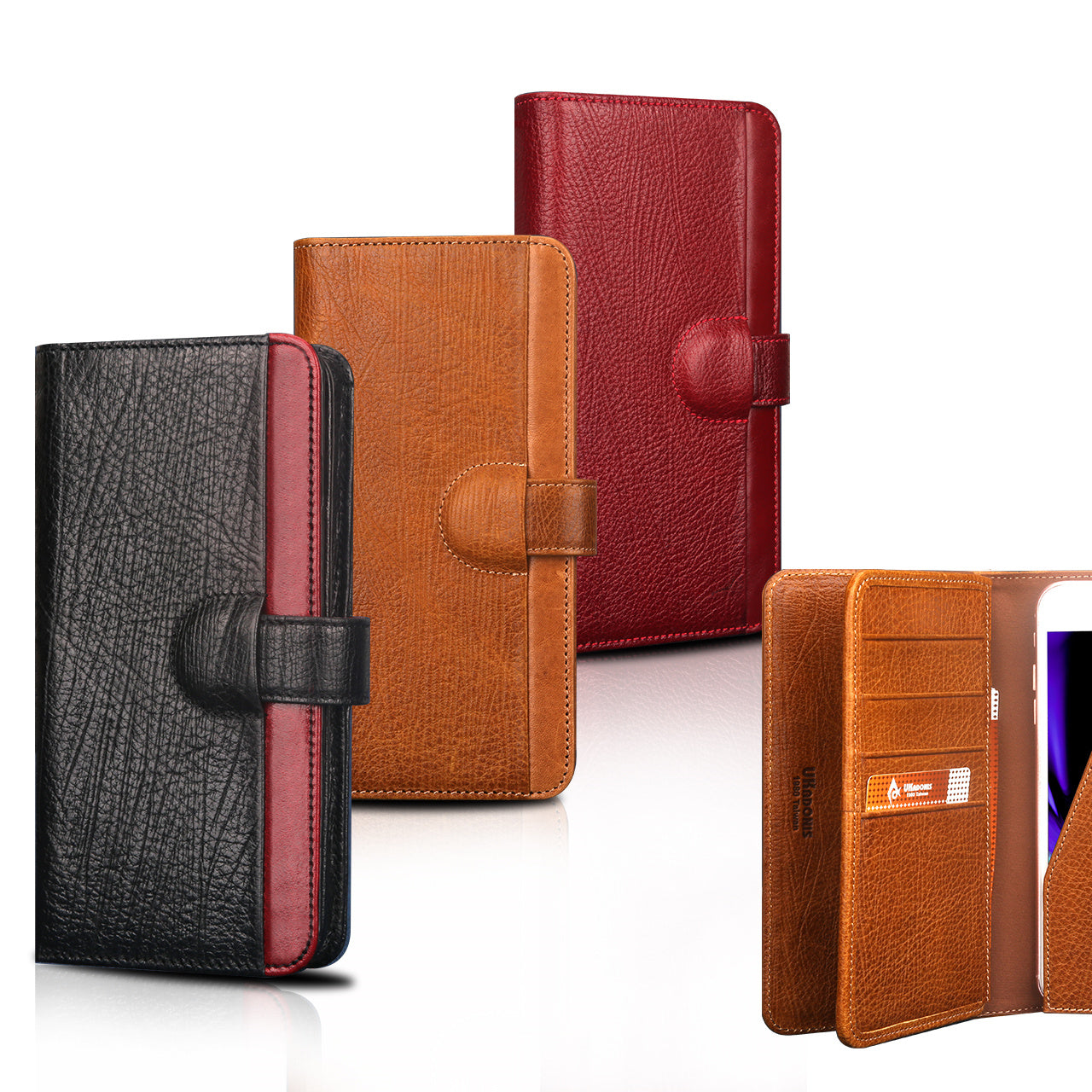 UKF-L04 4.7 inch Universal Genuine Leather Wallet Cell Phone Cover for iPhone 8 / 7 / 6s / 6 Etc. - Red