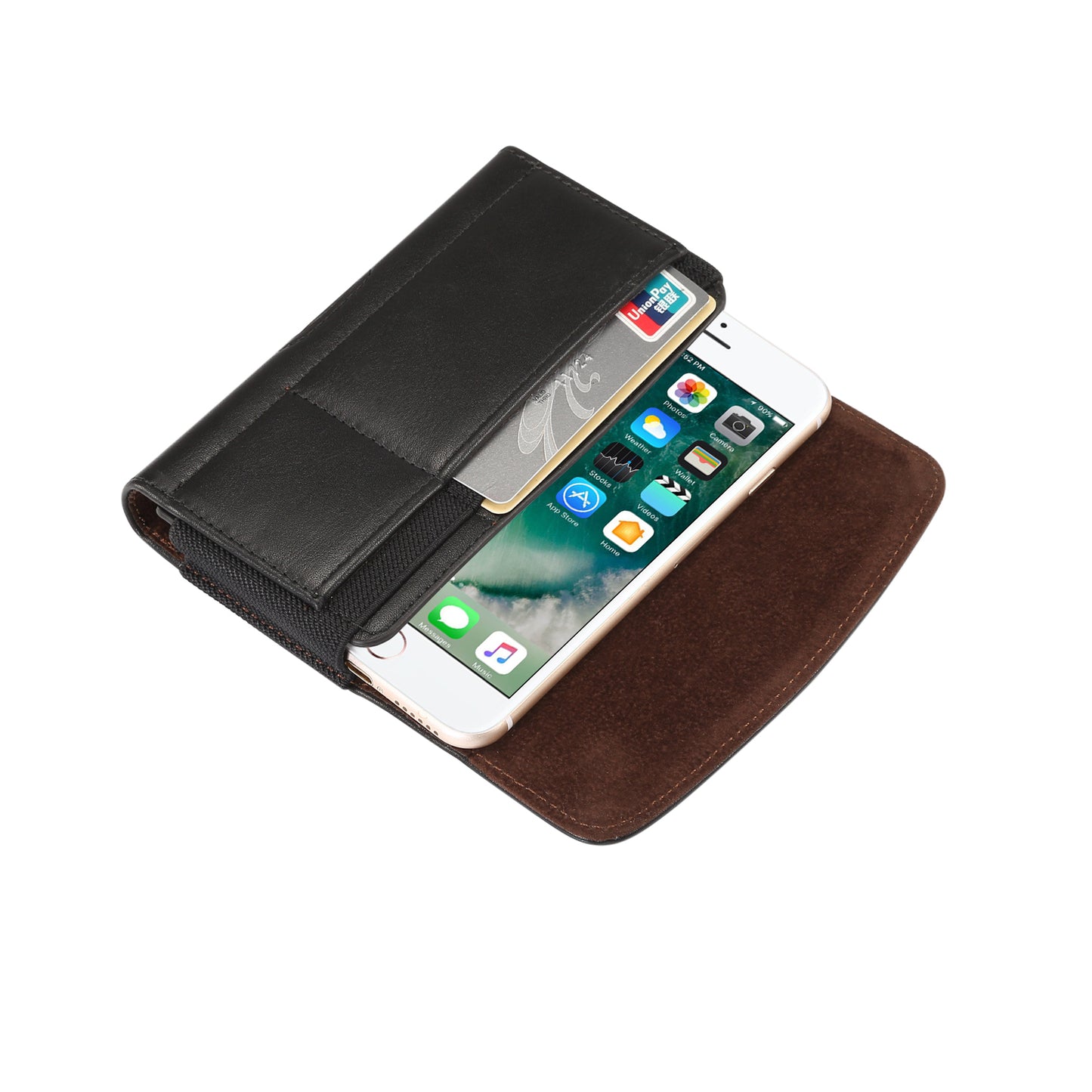 4.8 inch PU Leather Holster Pouch Case for iPhone 8, Size: 14.3 x 7.5 x 1.8cm - Black