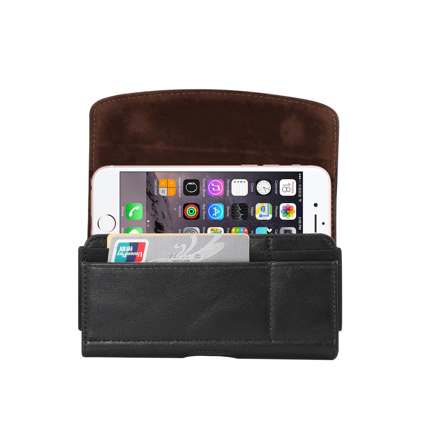 4.8 inch PU Leather Holster Pouch Case for iPhone 8, Size: 14.3 x 7.5 x 1.8cm - Black