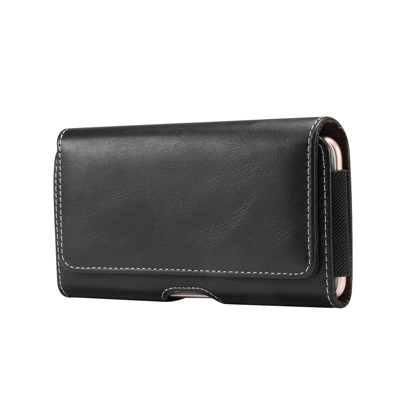 Universal Wear-resistant Leather Waist Bag for 4.7-5.2 Inch Smart Phone - Black