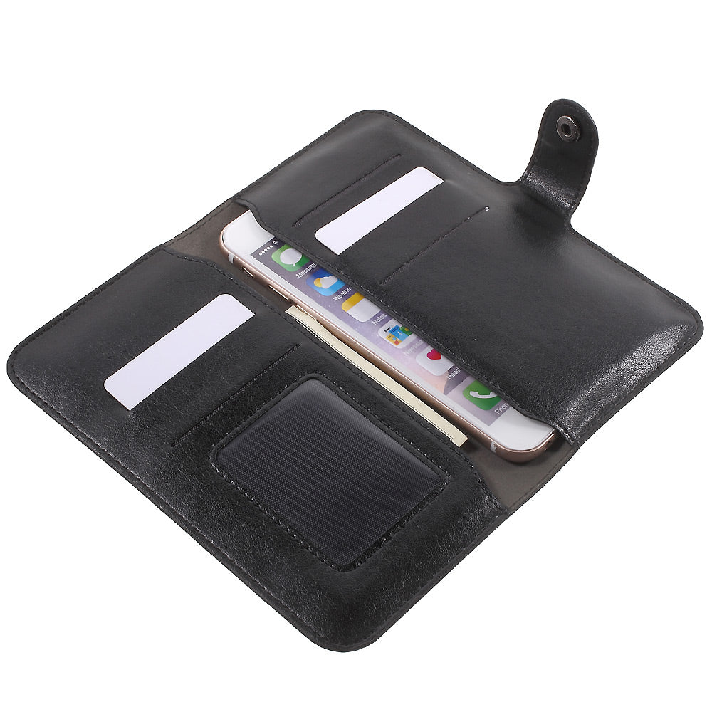Universal Leather Case Wallet Cover for iPhone 6s/6, Size: 140 x 68 x 10mm - Black