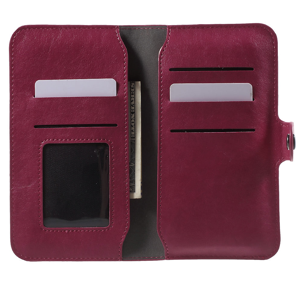 PU Leather Case Wallet Card Holder for iPhone 6s/6, Size: 140 x 68 x 10mm - Rose