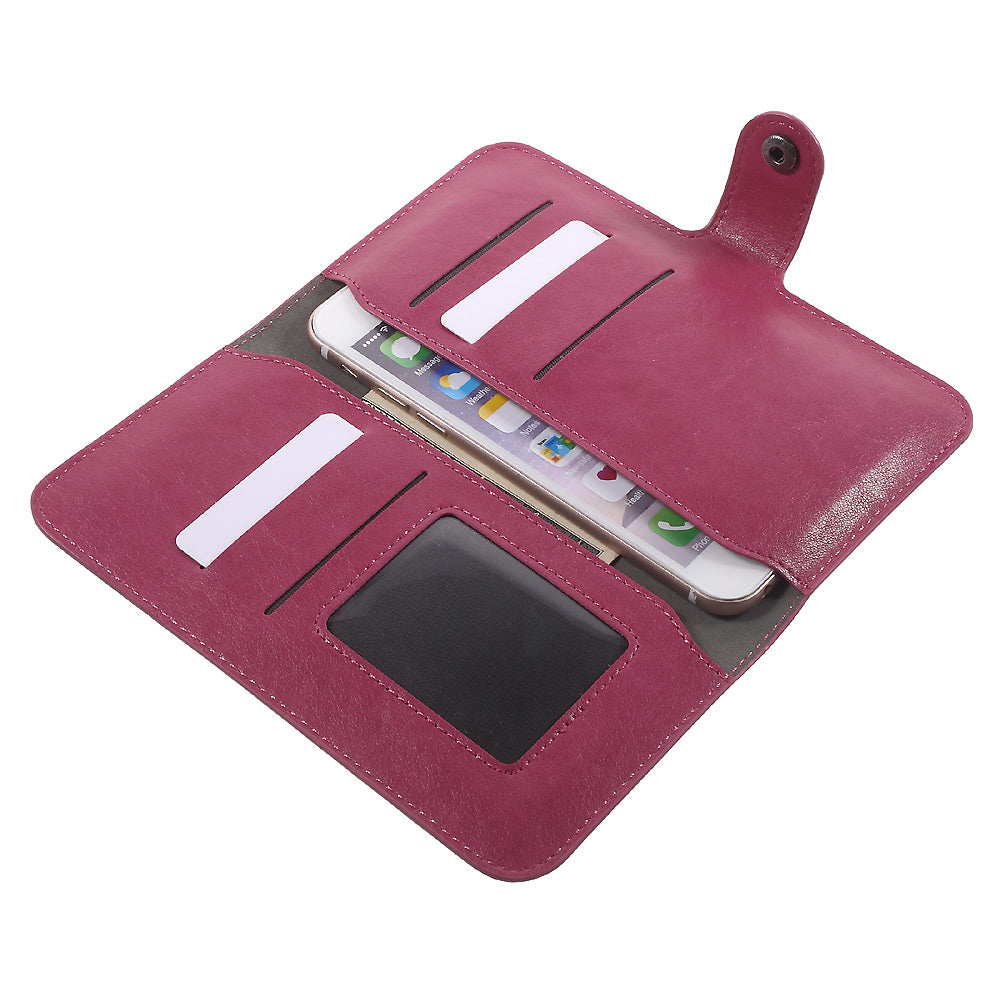 PU Leather Case Wallet Card Holder for iPhone 6s/6, Size: 140 x 68 x 10mm - Rose